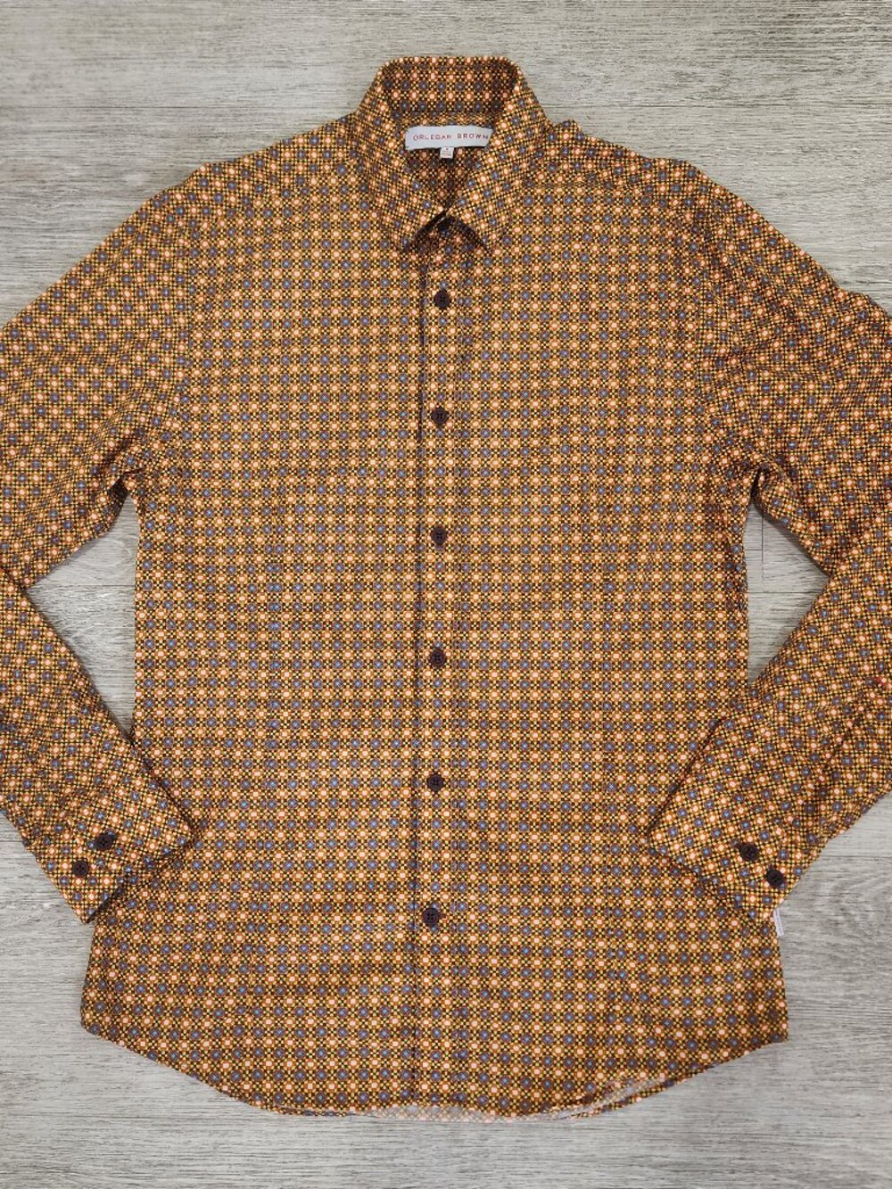 Orlebar Brown Multicolor Geometric Pattern Tailored Fit Long Sleeve Shirt Men M